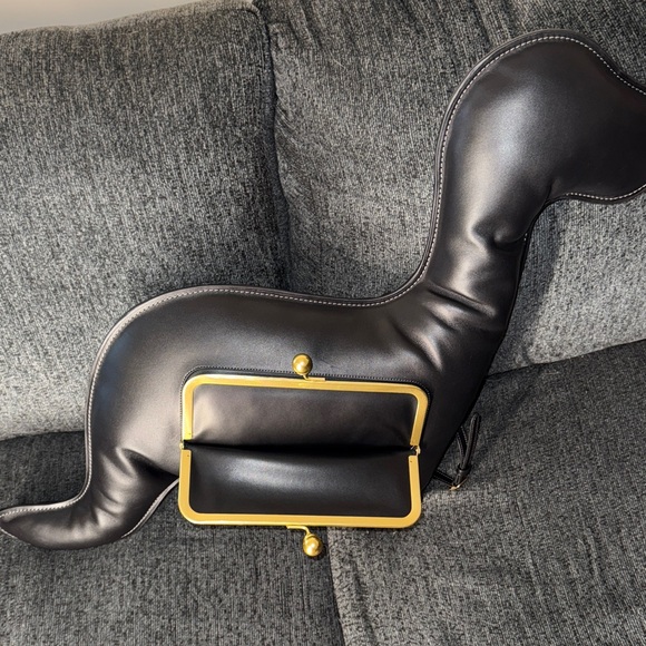 Coach Dino Kisslock Frame Bag & Coin Purse Bag Charm Black Glovetanned Leather - Picture 8 of 15